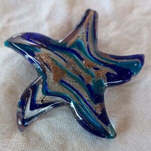 Elegant Blue and Brown Glass Starfish Necklace